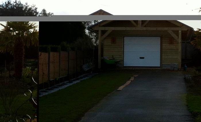 Chalet avec porte sectionnelle à Plouha 22 - paysagiste Côtes d'Armor