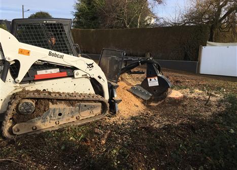 Rognage de souche avec Bobcat