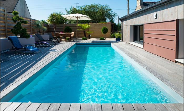 Terrasse ipe, mur et bac, clôture